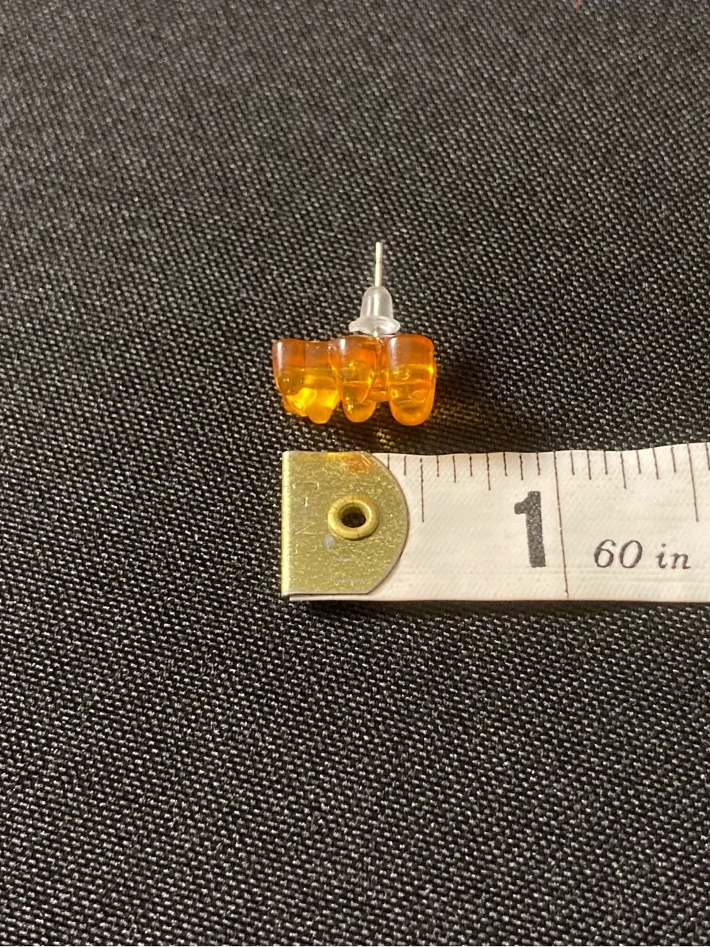 Handmade Orange Transparent Gummy Bear Stud Earrings